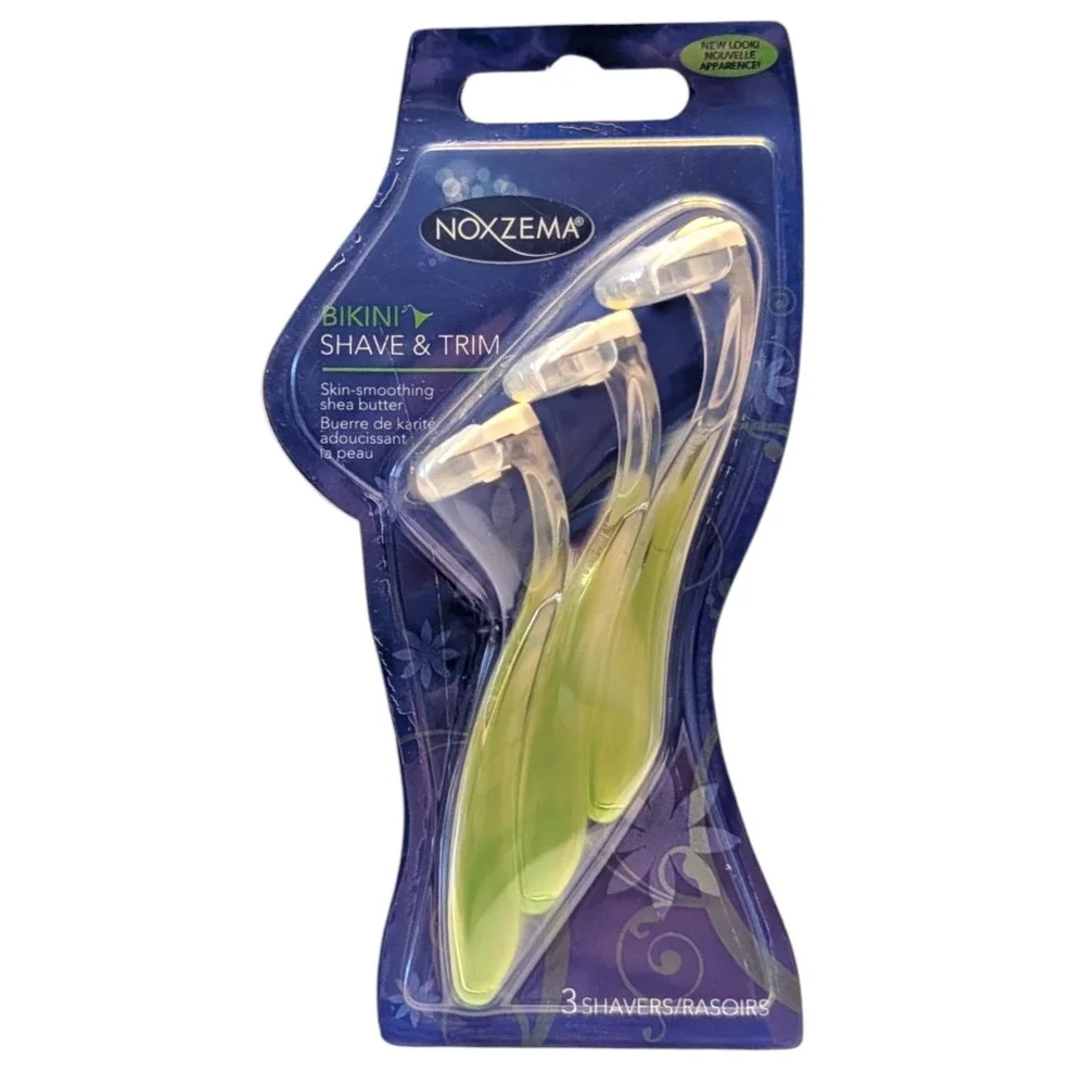 Noxzema Bikini Shave & Trim 3 Disposable Razors with Shea Butter‎ Green